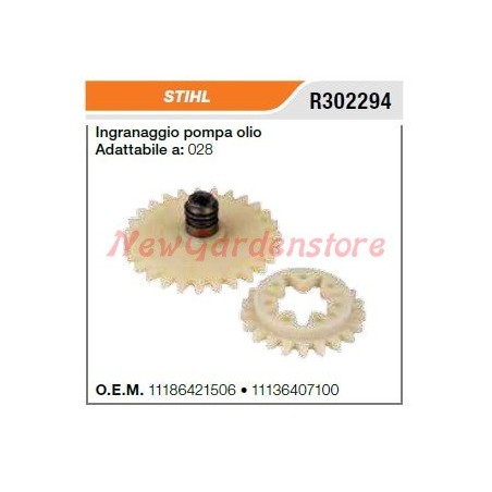 Ingranaggio pompa olio STIHL motosega 028 R302294 | NewgardenParts.com