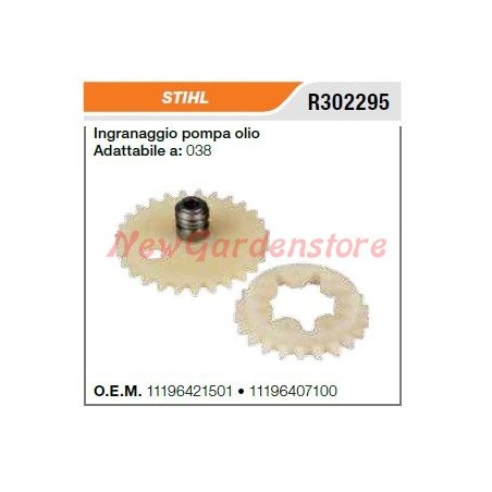 Ingranaggio pompa olio STIHL motosega 038 R302295 | NewgardenParts.com