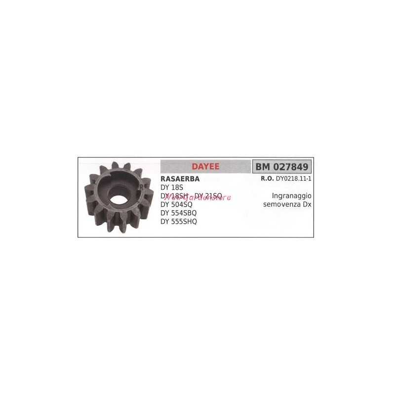 Roue dentée automotrice droite DAYEE tondeuse à gazon DY 18S SH 027849