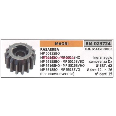 Ingranaggio semovenza DX MAORI rasaerba tosaerba tagliaerba MP 5013SBQ 023724 | NewgardenParts.com