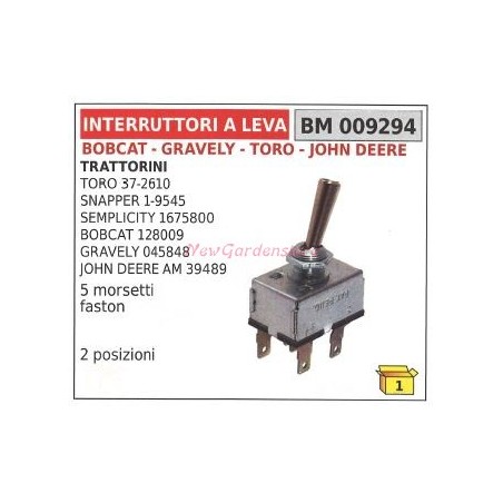 Interruttore a leva BOBCAT motore trattorino Toro snapper semplicity 009294 | NewgardenParts.com