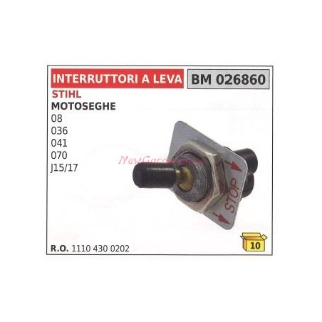 Interruttore a leva STIHL motosega 08 036 041 070 J15/17 026860 | NewgardenParts.com