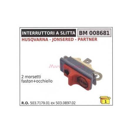 Interruttore a slitta HUSQVARNA 2 morsetti faston + occhiello 008681 | NewgardenParts.com