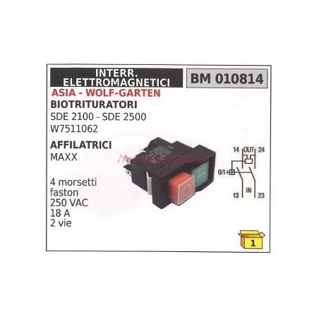 Interruttore ASIA biotrituratori affilatrici 4 morsetti faston 250VAC 010814 | NewgardenParts.com