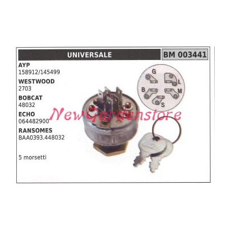 Interruttore avviamento UNIVERSALE motore trattorino rasaerba 003441 | NewgardenParts.com