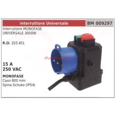 Interruttore di sicurezza monofase UNIVERSALE 3000W cavo 800mm 15A 250VAC 009297 | NewgardenParts.com