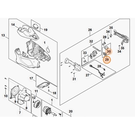 Interruttore tagliasiepi modelli HLA135 ORIGINALE STIHL 48674300501 | NewgardenParts.com