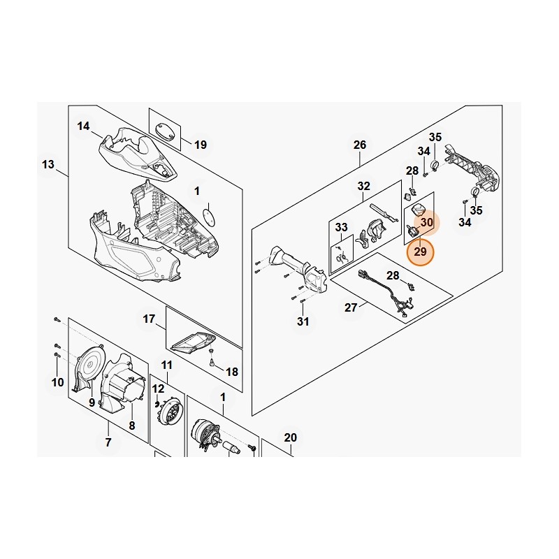 Interruttore tagliasiepi modelli HLA135 ORIGINALE STIHL FA014300501