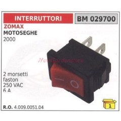 ZOMAX chainsaw motor switch 2000 2 faston terminals 250VAC 6A 029700 | NewgardenParts.com