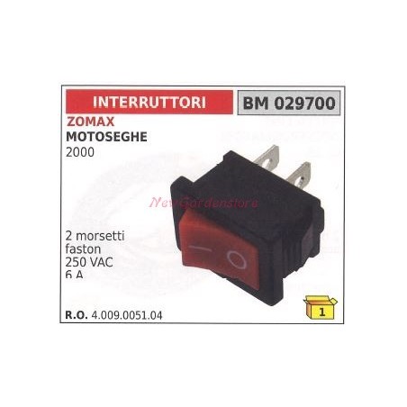 Interruttore ZOMAX motore motosega 2000 2 morsetti faston 250VAC 6A 029700 | NewgardenParts.com