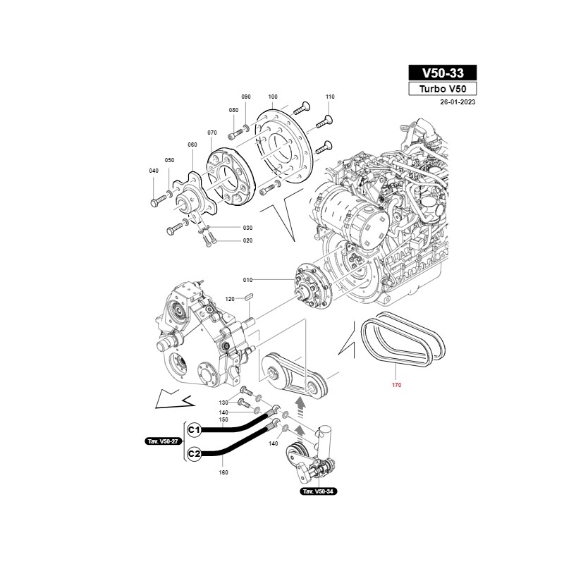 Kit 2 correas tractor modelos TURBOV50 ORIGINAL GIANNI FERRARI 00.17.0097