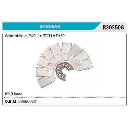 Kit 9 lames pour robot GARDENA R40Li R70Li R160 R303506 | NewgardenParts.com