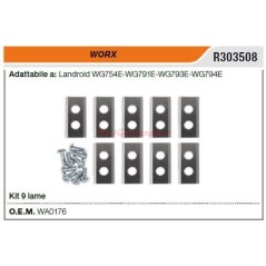 Kit 9 cuchillas para robot WORX landroid WG754E R303508 | NewgardenParts.com