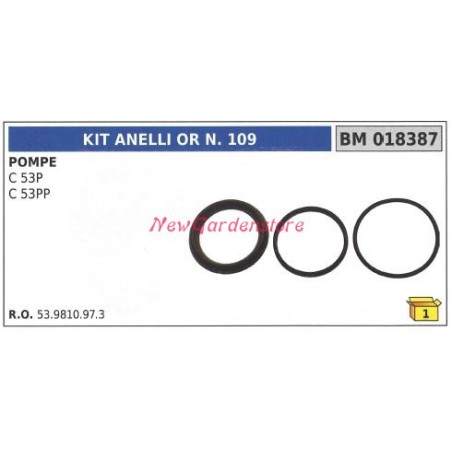 Kit anelli or N.109 UNIVERSALE pompa Bertolini C 53P 53PP 018387 | NewgardenParts.com