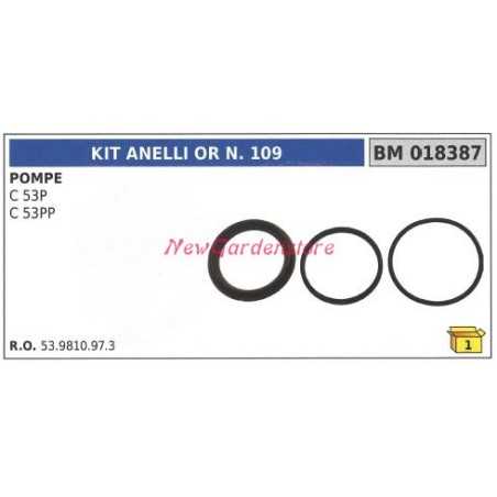 Kit joint torique ou N.109 pompe UNIVERSAL Bertolini C 53P 53PP 018387 | NewgardenParts.com