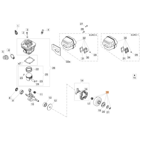 Kit campana frizione ORIGINALE OLEOMAC per motosega GS 650 - GS 651 50252016 | NewgardenParts.com