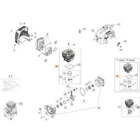 Kit cylinder piston Di 36 mm ORIGINAL OLEOMAC unit' motor BC 300 D 61280237 | NewgardenParts.com