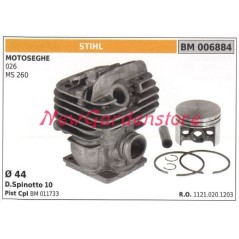 Piston piston cylinder kit segments STIHL chainsaw engine 026 MS260 Ø 44mm 11210201203 | NewgardenParts.com