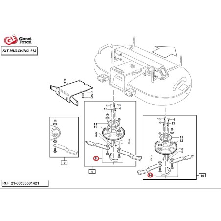 Kit coppia lama mulching sinistra+coppia lama mulching destra per KIT MULCHING112 | NewgardenParts.com