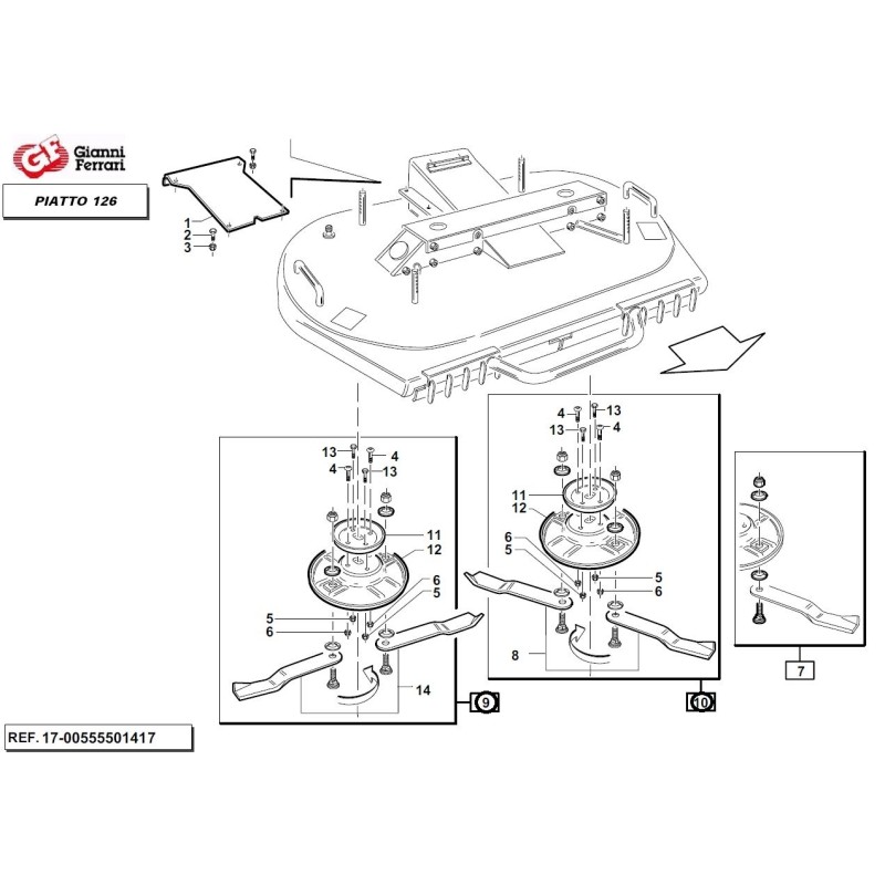 Kit disco destro mulching PG126 premont.+disco sinistro mulching PG126 premont.