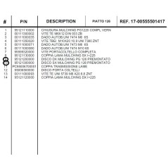 Kit right mulching disc PG126 pre-mounted + left mulching disc PG126 pre-mounted