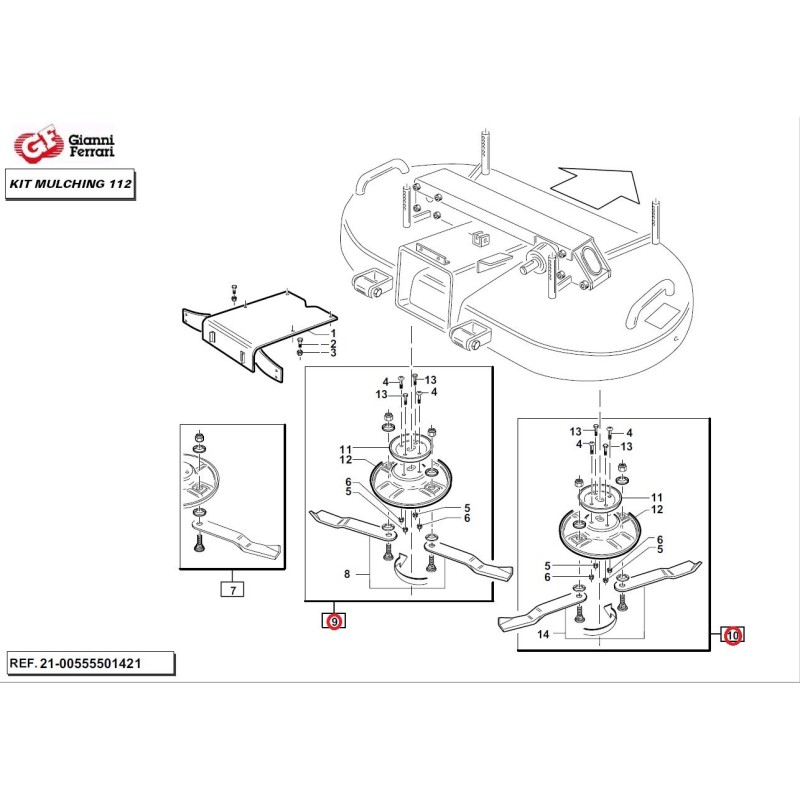 Kit disco sinistro mulching PG112 premont.+disco destro mulching PG 112 premont.