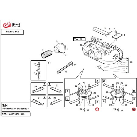 Kit disco sinistro piatto PG112 premont.e disco destro piatto PG112 premontato | NewgardenParts.com