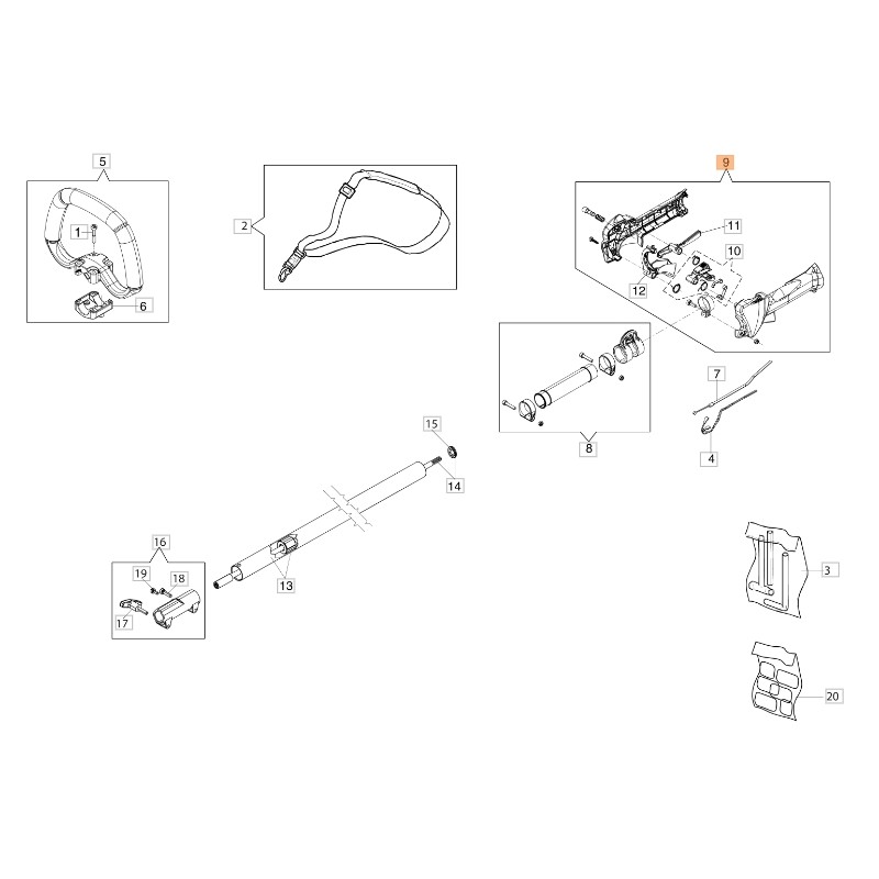 Kit handle ORIGINAL OLEOMAC for unit' motor BC 300 D 61380095B