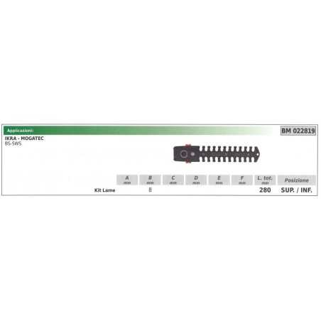 IKRA upper / lower blade kit BS-SWS hedge trimmer 022819 | NewgardenParts.com