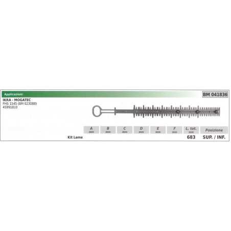 IKRA upper / lower blade kit IKRA hedge trimmer FHS 1545 041836 | NewgardenParts.com