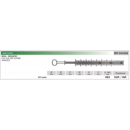 Kit Lama inferiore / superiore IKRA tagliasiepe FHS 1545 041836 | NewgardenParts.com