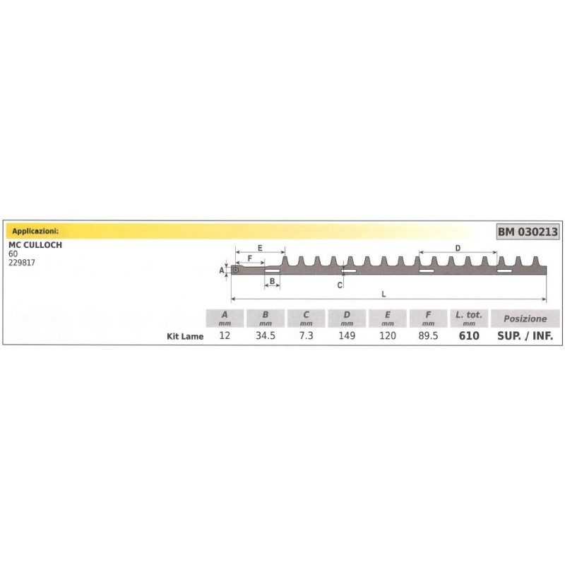 KIT Lama superiore / inferiore MC CULLOCH tagliasiepe 60 229817 030213