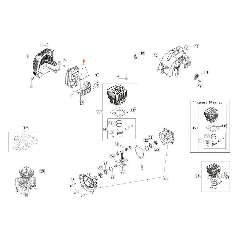 Kit marmitta ORIGINALE OLEOMAC per unita' motore BC 300 D 61290075A