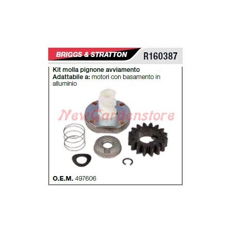 Kit molla pignone avviamento B&S tagliaerba rasaerba basamento alluminio R160387 | NewgardenParts.com