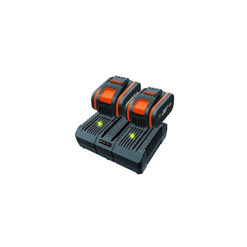 Kit power 20+20 WORX con 2 batterie da 4.0 Ah + caricabatterie DUAL STANDARD