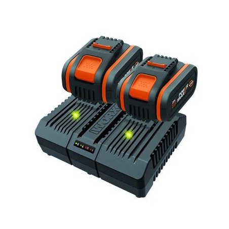 Kit power 20+20 WORX con 2 batterie da 4.0 Ah + caricabatterie DUAL STANDARD | NewgardenParts.com