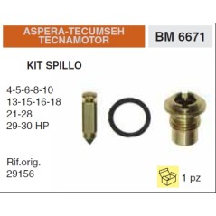 Kit spillo carburatore motore trattorino rasaerba ASPERA TECUMSEH 29156 006671 | NewgardenParts.com