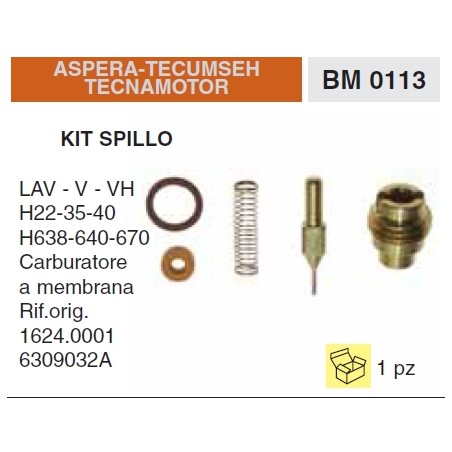 Kit spillo carburatore motore trattorino rasaerba TECUMSEH LAV V VH 1624.0001 | NewgardenParts.com