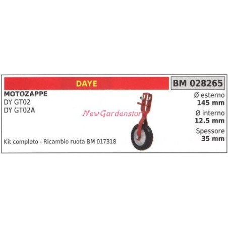 Kit supporto e Ruota DAYE motozappa DY GT02 02A 028265 | NewgardenParts.com