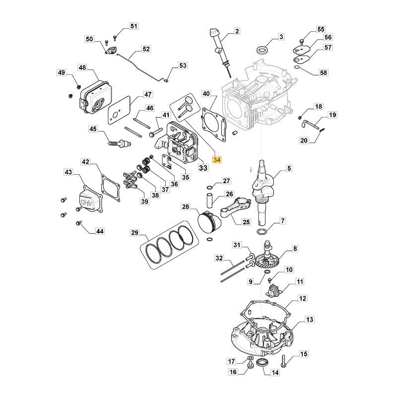 Kit valvole aspirazione e scarico ORIGINALE STIGA motore TRE 224 118551150/0