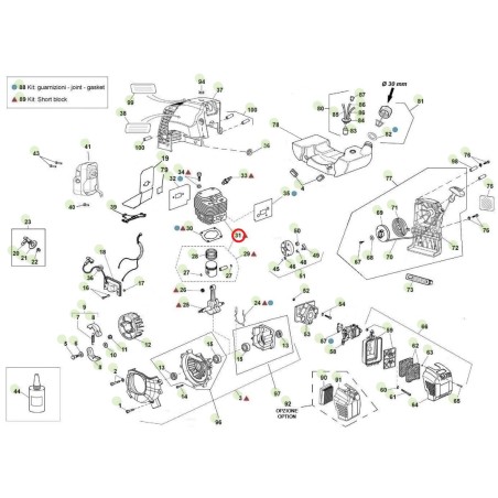 Kit: cilindro pistone ORIGINALE ACTIVE decespugliatore 4.5 trivella t143 024474 | NewgardenParts.com