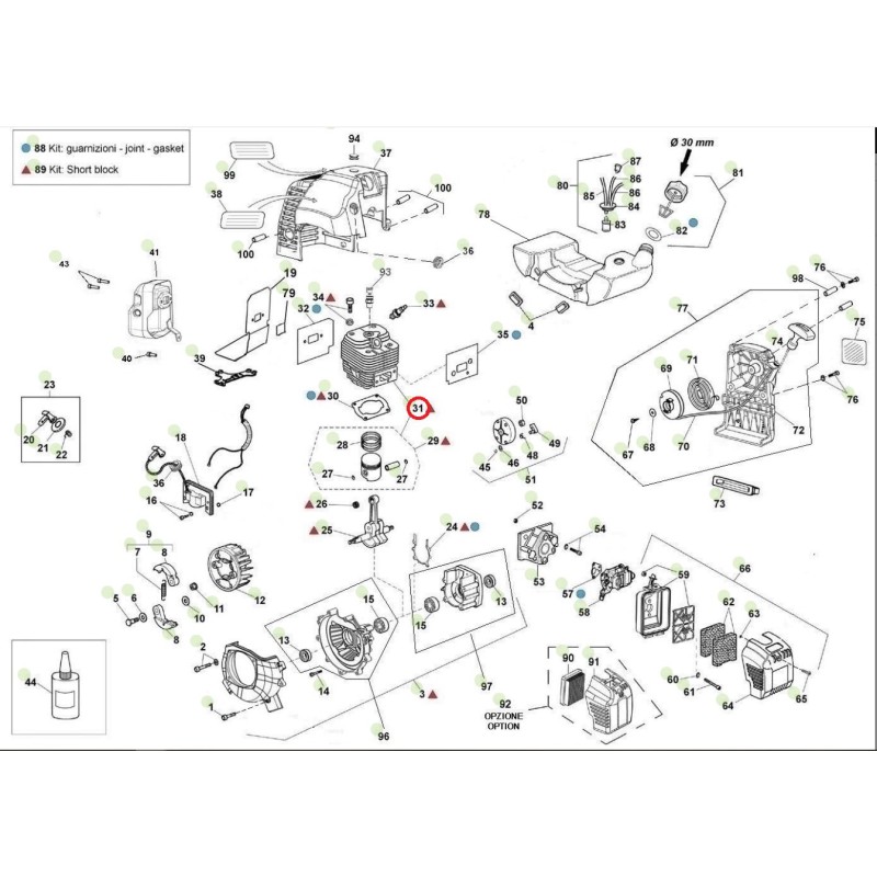 Kit: cilindro pistone ORIGINALE ACTIVE decespugliatore 5.5 trivella tdu155 24475