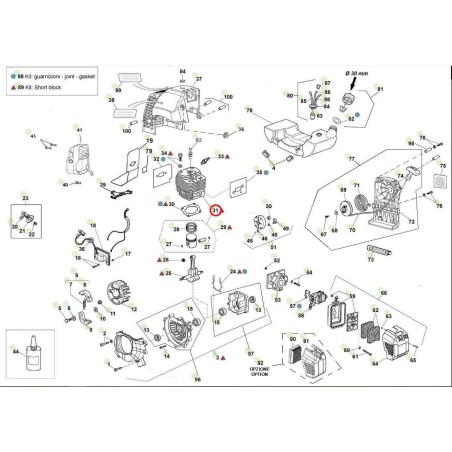 Kit: cilindro pistone ORIGINALE ACTIVE decespugliatore 5.5 trivella tdu155 24475 | NewgardenParts.com