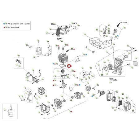 Kit: cilindro pistone segmenti 65 cc ORIGINALE ACTIVE trivella t-165 023516 | NewgardenParts.com