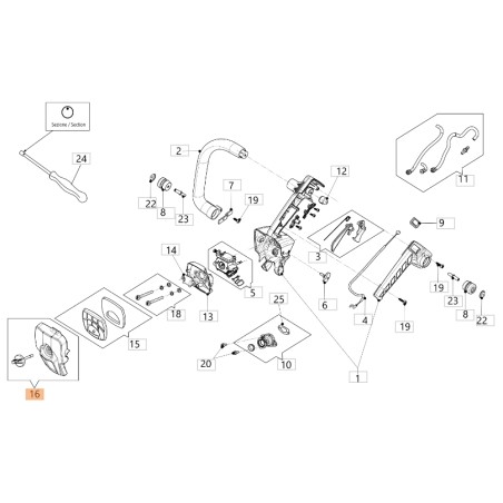 Bausatz: ORIGINAL OLEOMAC Luftfilterdeckel für Kettensäge Modell GSTH 240 50350191 | NewgardenParts.com