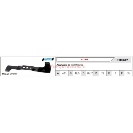 Lama AL-KO per trattorino tagliaerba rasaerba tosaerba 4800 master R302642 | NewgardenParts.com