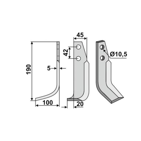 Lama arco destra ORIGINALE GOLDONI per fresatrice lunghezza 190 mm