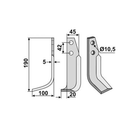 ORIGINAL GOLDONI arc right blade for milling machine length 190 mm