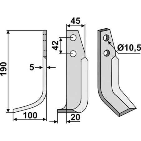 ORIGINAL GOLDONI left-hand arc blade for routers length 190 mm