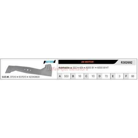 Cuchilla ASMOTOR para cortacésped 322 424 AS55 B1 R302692 | NewgardenParts.com